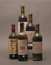 Lot de vins divers : cinq bouteilles