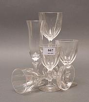 Partie de service à verres en "cristal Val" à côtes plates